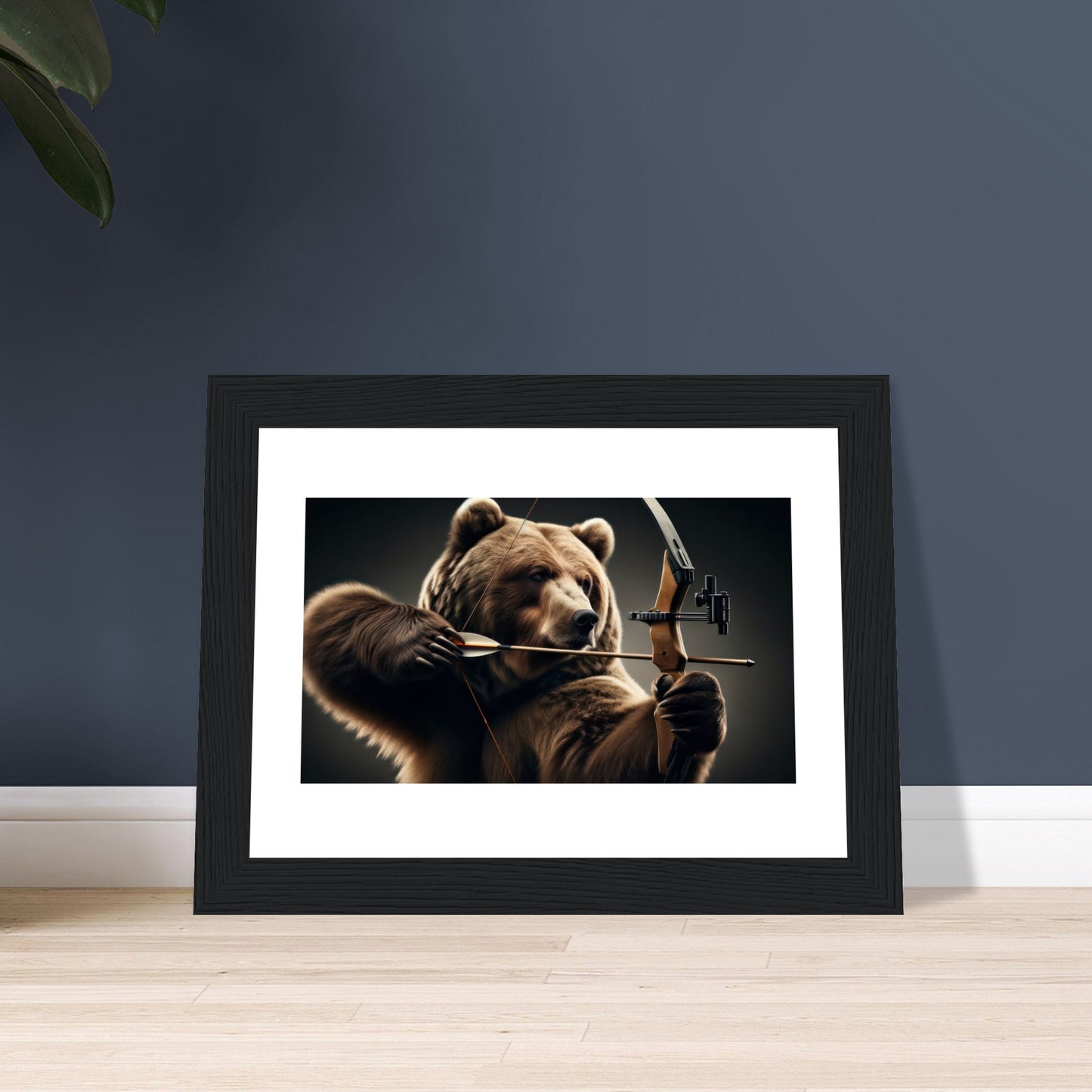 Bogenschütze Gregor der Grizzly - Premium-Poster aus mattem Papier mit Holzrahmen