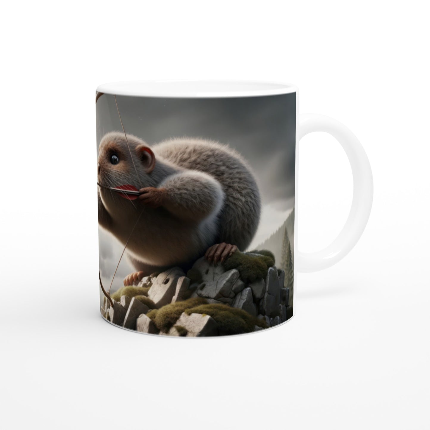 Harry der Hamster als Bogenschütze - Weiße Keramiktasse