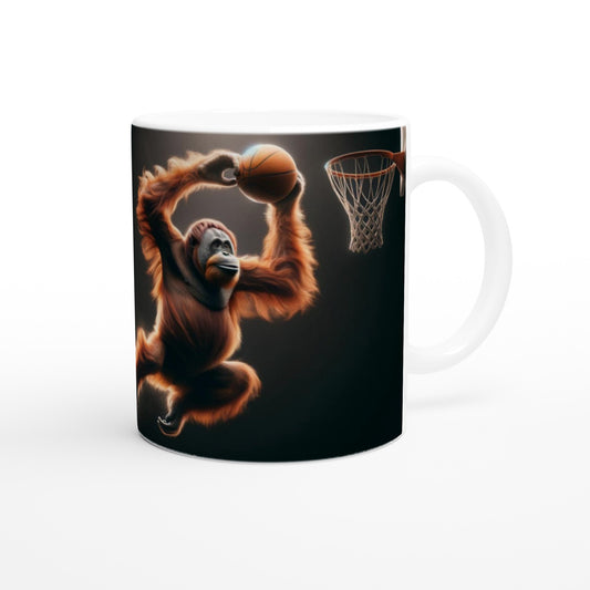 Orang Utan spielt Basketball - Weiße Keramiktasse