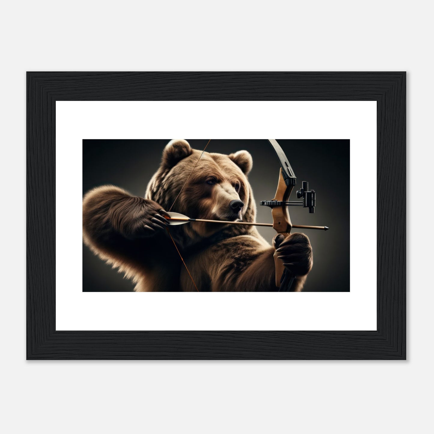 Bogenschütze Gregor der Grizzly - Premium-Poster aus mattem Papier mit Holzrahmen