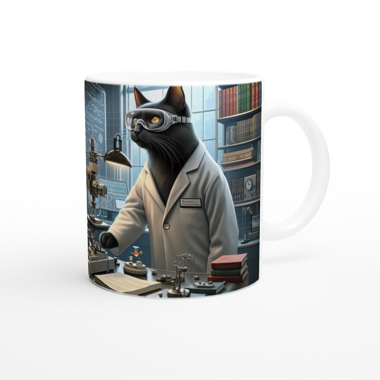 Katze als Physiker - Weiße Keramiktasse