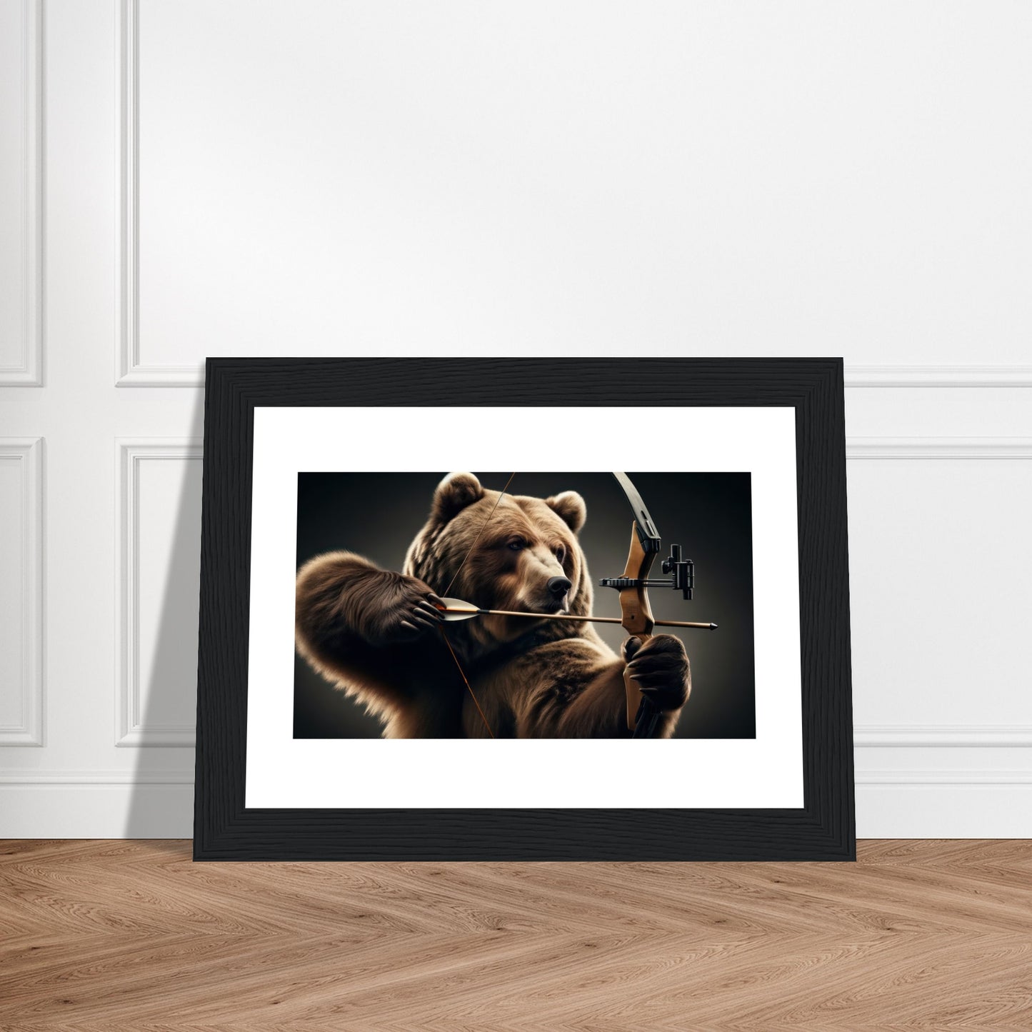 Bogenschütze Gregor der Grizzly - Premium-Poster aus mattem Papier mit Holzrahmen